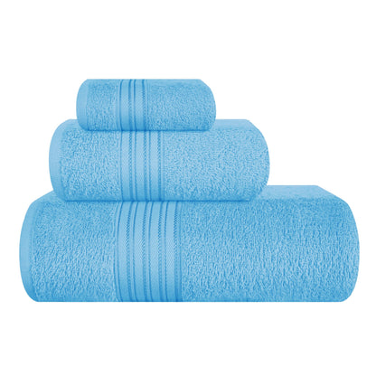 BOUTIQUO 6 Pack Cotton Towel Set, Contains 2 Bath Towels 28x55 inch, 2 Hand Towels 16x24 inch & 2 Wash Coths 12x12 inch, Ideal Everyday use, Ultra Soft Compact & Lightweight - Purple