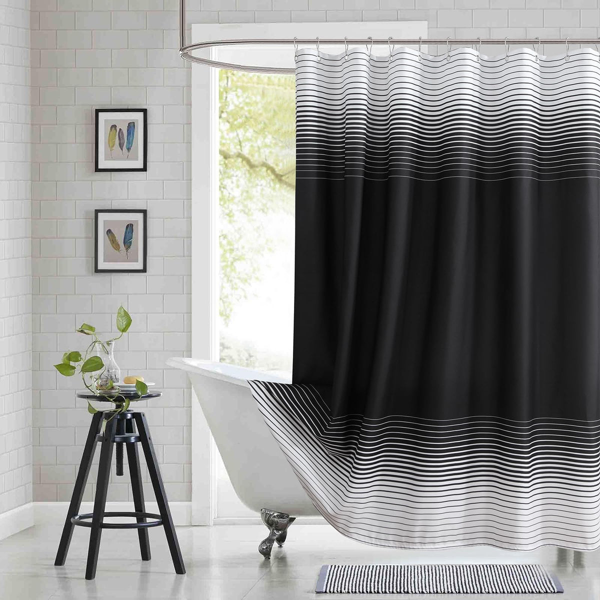 Fabric Shower Curtain, Blue Shower Curtain, Plolyester Ombre Shower Curtains for Bathroom, Modern Decorative Bathroom Curtains, 72" W x 72" H