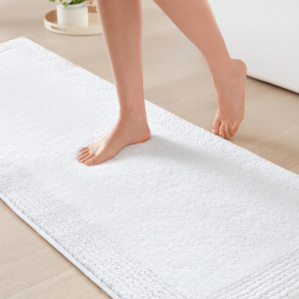 Madison Park Splendor Reversible 100% Cotton Bath Rug, 21 x 34, White