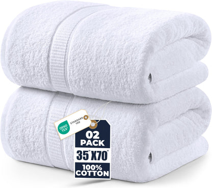 Utopia Towels Jumbo Bath Sheets, 2 Pack, 35x70 in, 600 GSM Cotton, Grey