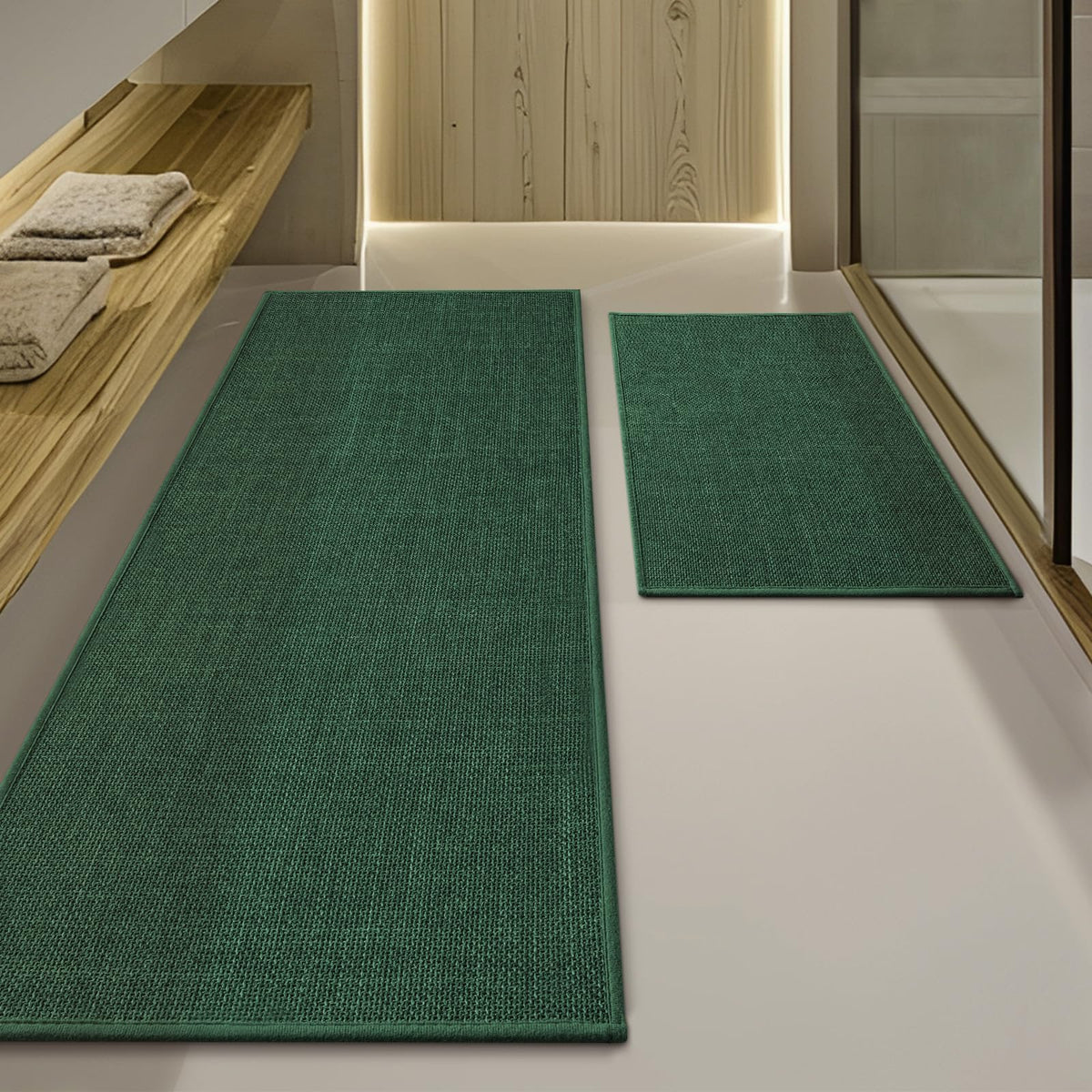YIHOUSE Bathroom Rugs Thin Bath Mat Sets 2 Pieces Quick Dry,Beige