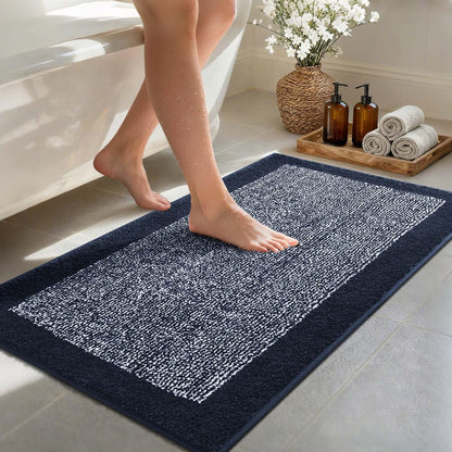 Long 2x4 Ft (48''x24'') Bathroom Rugs, Non Slip Washable Bath Mat Grey