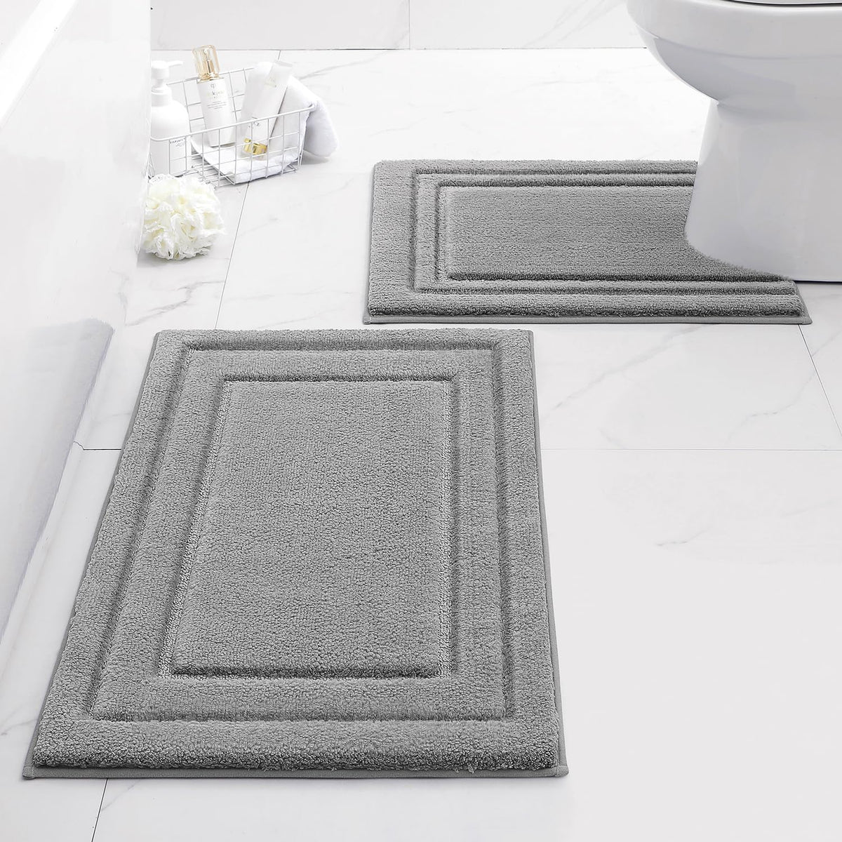 HOMEIDEAS Fall Bathroom Rugs Sets, 2 Piece Soft Bath Mat Burnt Orange