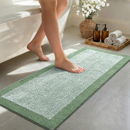 Long 2x4 Ft (48''x24'') Bathroom Rugs, Non Slip Washable Bath Mat Grey