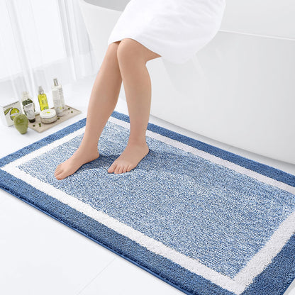 OLANLY Small Bathroom Rugs 24x16, Soft Absorbent Microfiber Bath Rugs, Grey