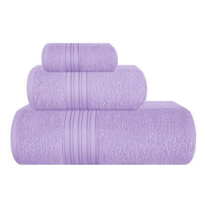 BOUTIQUO 6 Pack Cotton Towel Set, Contains 2 Bath Towels 28x55 inch, 2 Hand Towels 16x24 inch & 2 Wash Coths 12x12 inch, Ideal Everyday use, Ultra Soft Compact & Lightweight - Purple