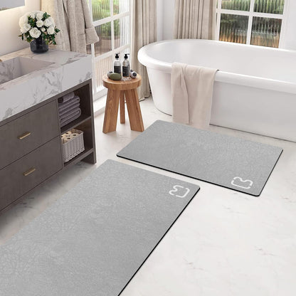 RUERYA Grey Long Bathroom Rugs Large Stone Bath Mats for Bathroom,15.7"x47"