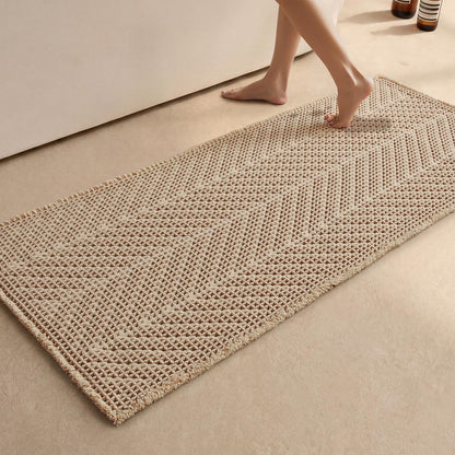 Sunfly Boho Bathroom Rug, Herringbone Waffle Bath Mat Non-Slip Washable Super Absorbent Quick Dry, Farmhouse Bath Mat for Bathroom Floor Decor 20"*30" Khaki