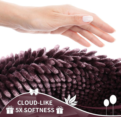 Yimobra Bathroom Rug Set 2 Piece, Luxury Shaggy Bath Mat Set with Non Slip Backing, Ultra Soft & Absorbent Mats for Bathroom Floor, Machine Washable, 31.5"x20"+24"x17", Dark Purple