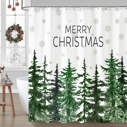 Accnicc Forest Mountain Shower Curtain Dark Green Nature Misty Pine Tree Shower Curtains for Bathroom Foggy Rustic Woodland Decorative Waterproof Fabric Bath Curtain Decor 72×72 Inches
