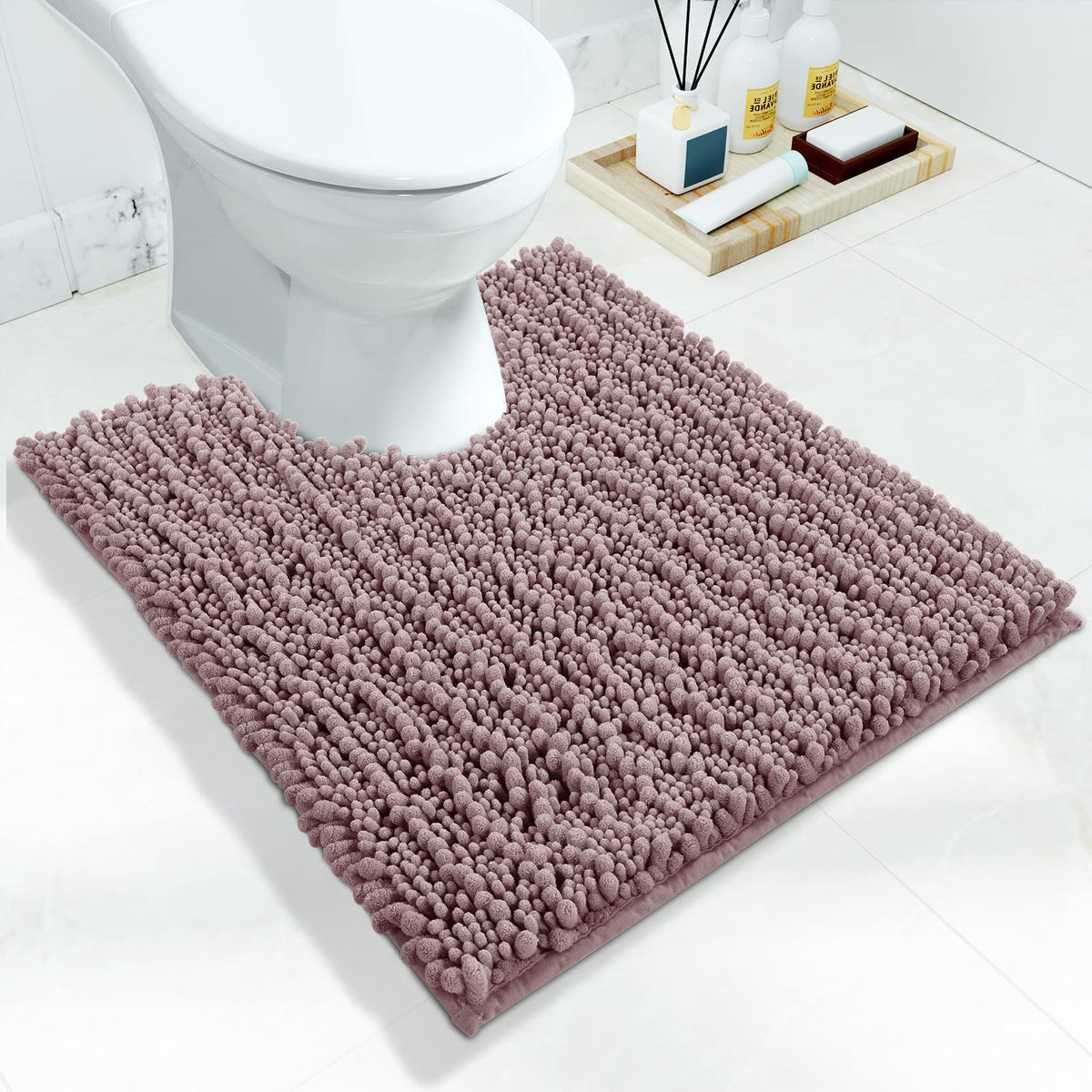 Yimobra Bathroom Rugs Non Slip Washable 32x20 Inch - Ultra Soft Absorbent Chenille Bath Mat, Quick Dry Shaggy Floor Carpet for Tub Shower, Gray Home Decor Accessories