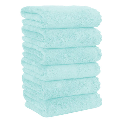 MOONQUEEN 6 Pack Premium Hand Towels - Quick Drying - Microfiber Coral Velvet Highly Absorbent Towels - Multipurpose Use as Hotel, Bathroom, Shower, Spa, Hand Towel 16 x 28 inches (Brown)