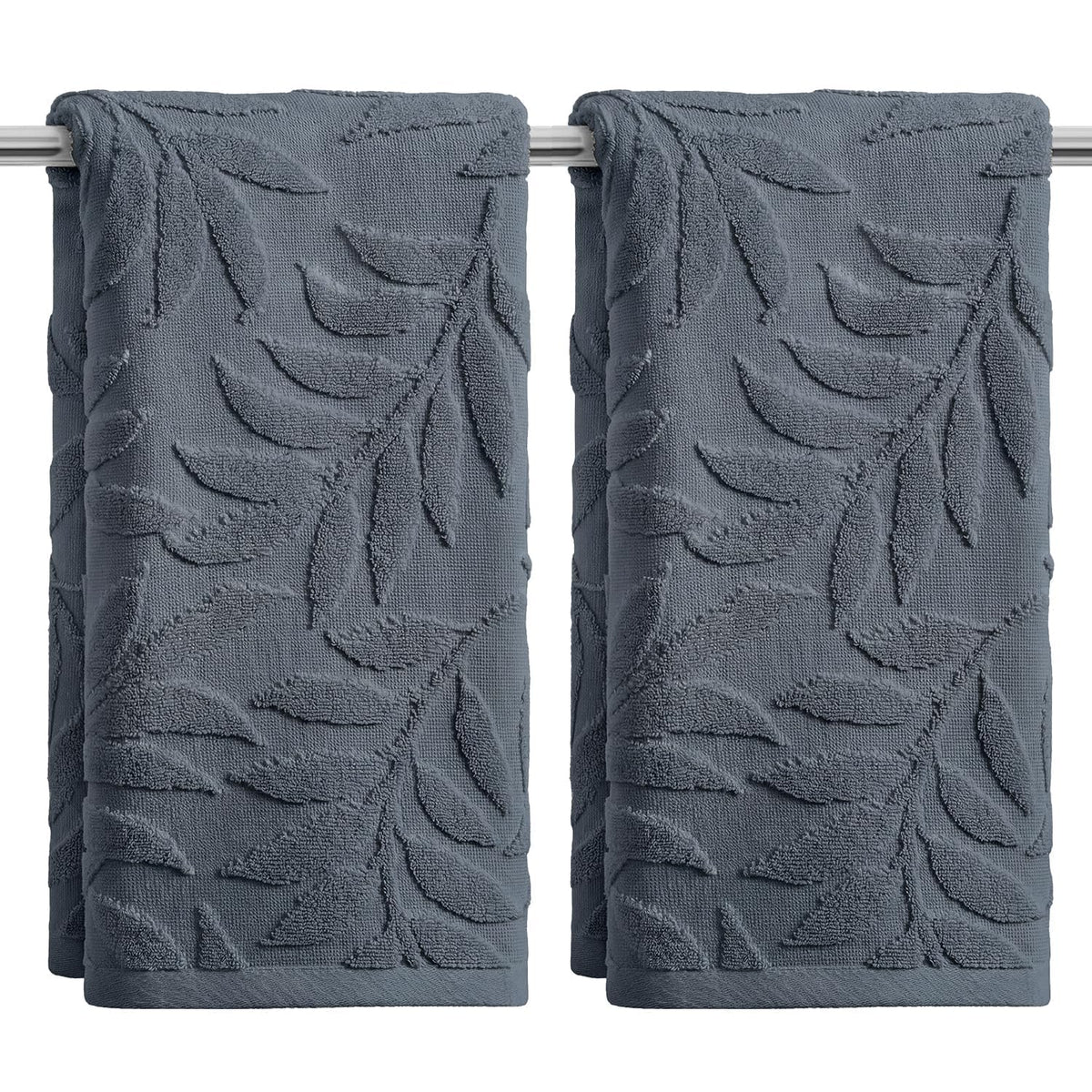 Artoid Mode 2 Pcs Caramel 3D Leaves Jacquard Hand Towels for Bathroom, 100% Cotton Soft Absorbent Bathroom Decor Towels, 13.7 x 29.5 Inch