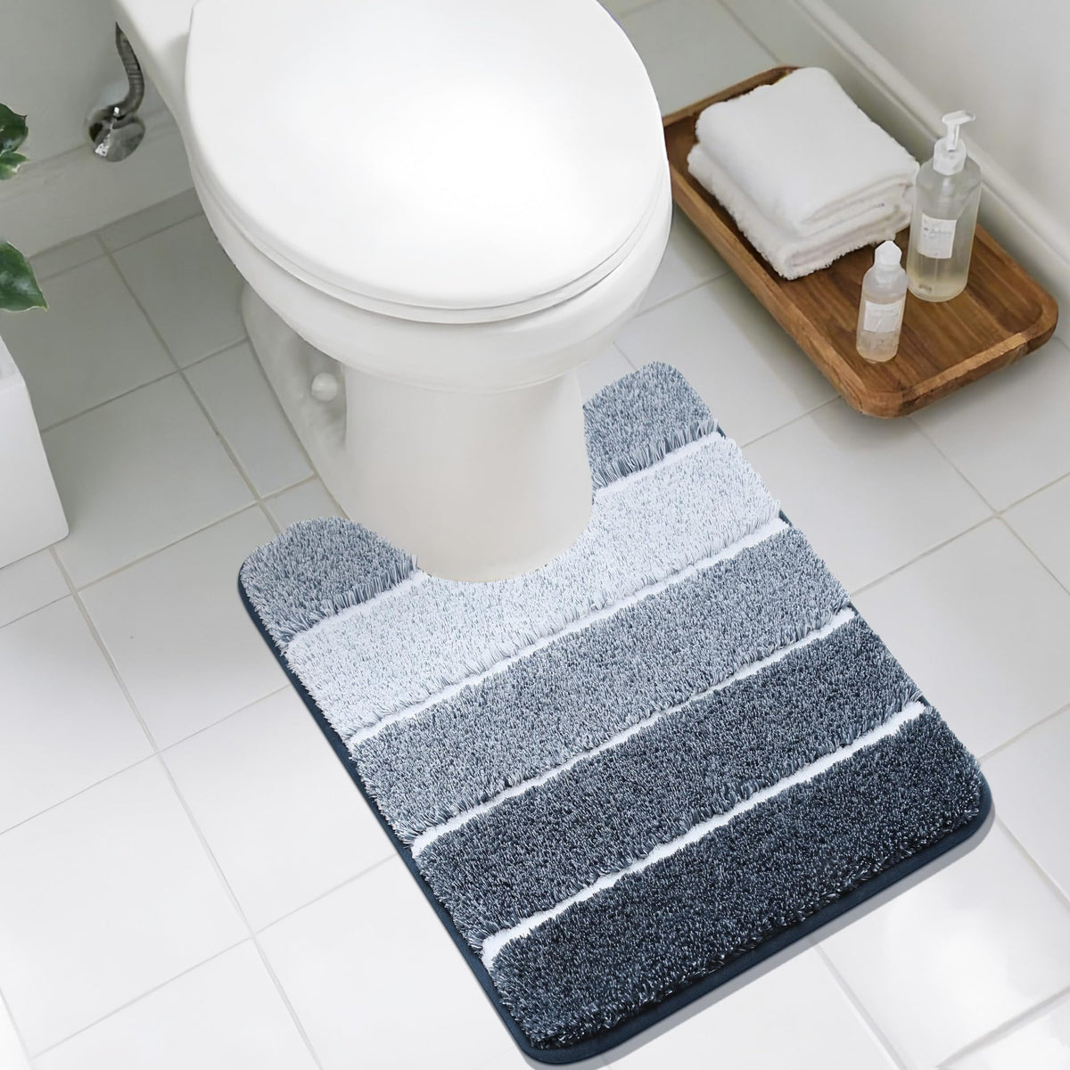 COSY HOMEER Bathroom Rugs 24x17,Ultra Soft Absorbent Bath Mat,Grey