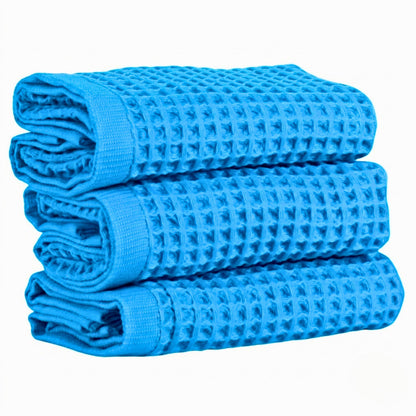 PÜSKÜL Natural 100% Turkish Cotton Waffle Hand and Kitchen Towels Set of 3