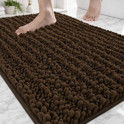 ILANGO Bathroom Rugs Light Grey 44x24, Soft Absorbent Chenille Bath Rugs