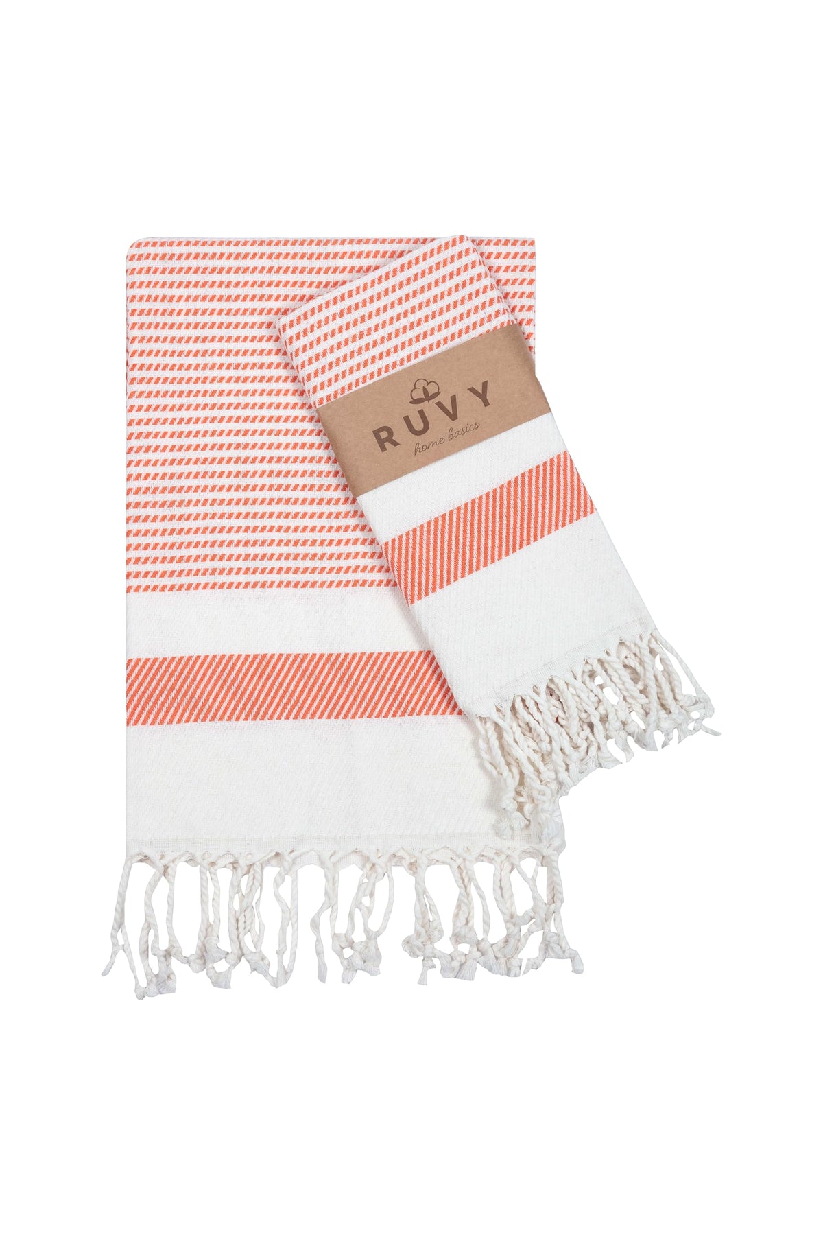 Ruvy Home Basics Turkish Hand Towels for Bathroom Set of 2 | 18"x40", Cotton | Decorative Towel for Bathroom, Kitchen, Dishcloth, Tea, Yoga, Face, Gym - Beige