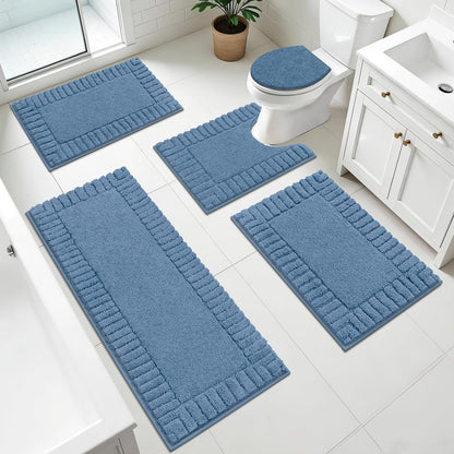 Pauwer Bathroom Rugs Sets 3 Piece, Microfiber Bath Mat Set, Dark Grey