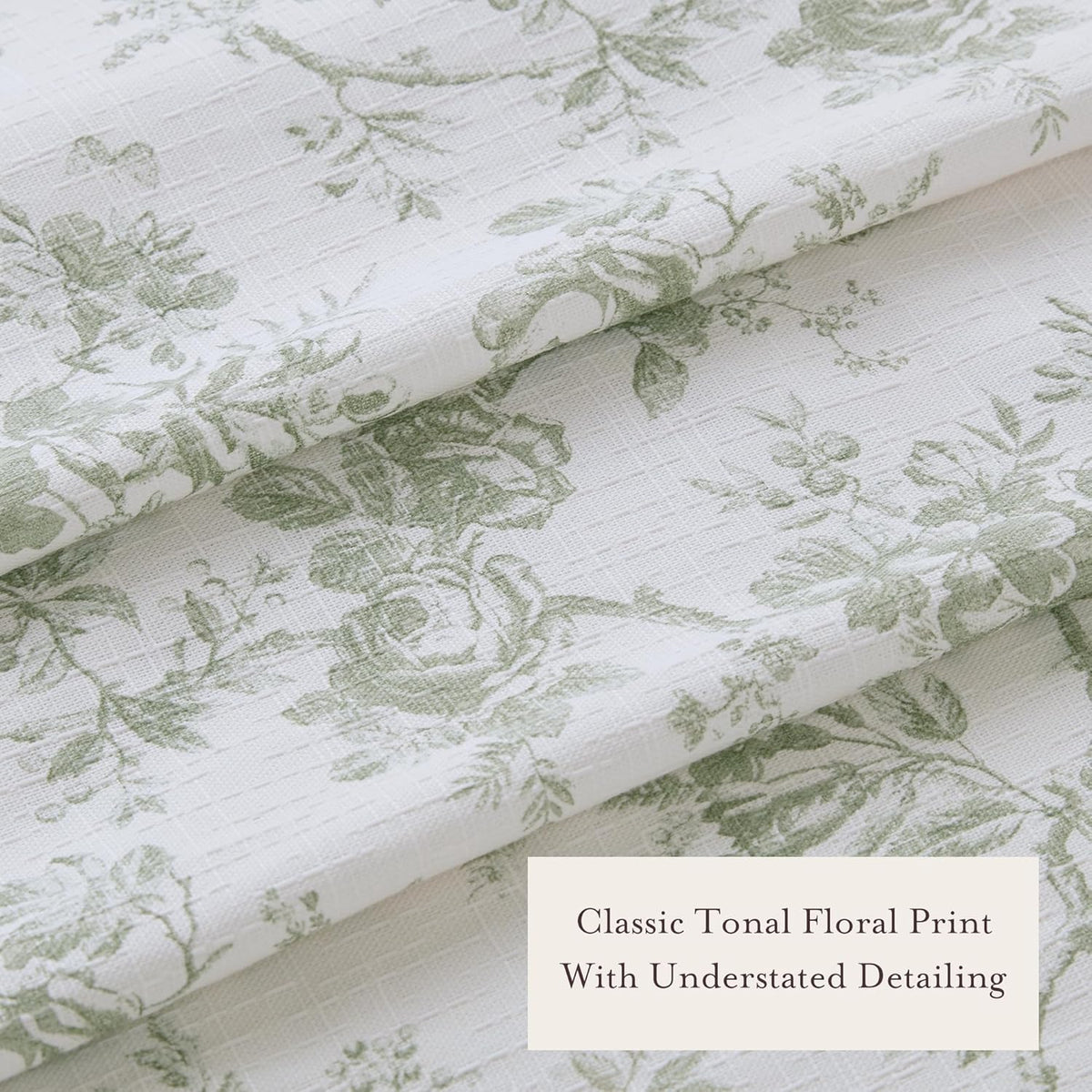 Laura Ashley Walled Garden Shower Curtain for Bathroom, 72 x 72, Green