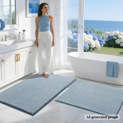 BSICPRO Bathroom Rugs Set 2 Piece, Light Blue, 20"x32" + 16"x24"