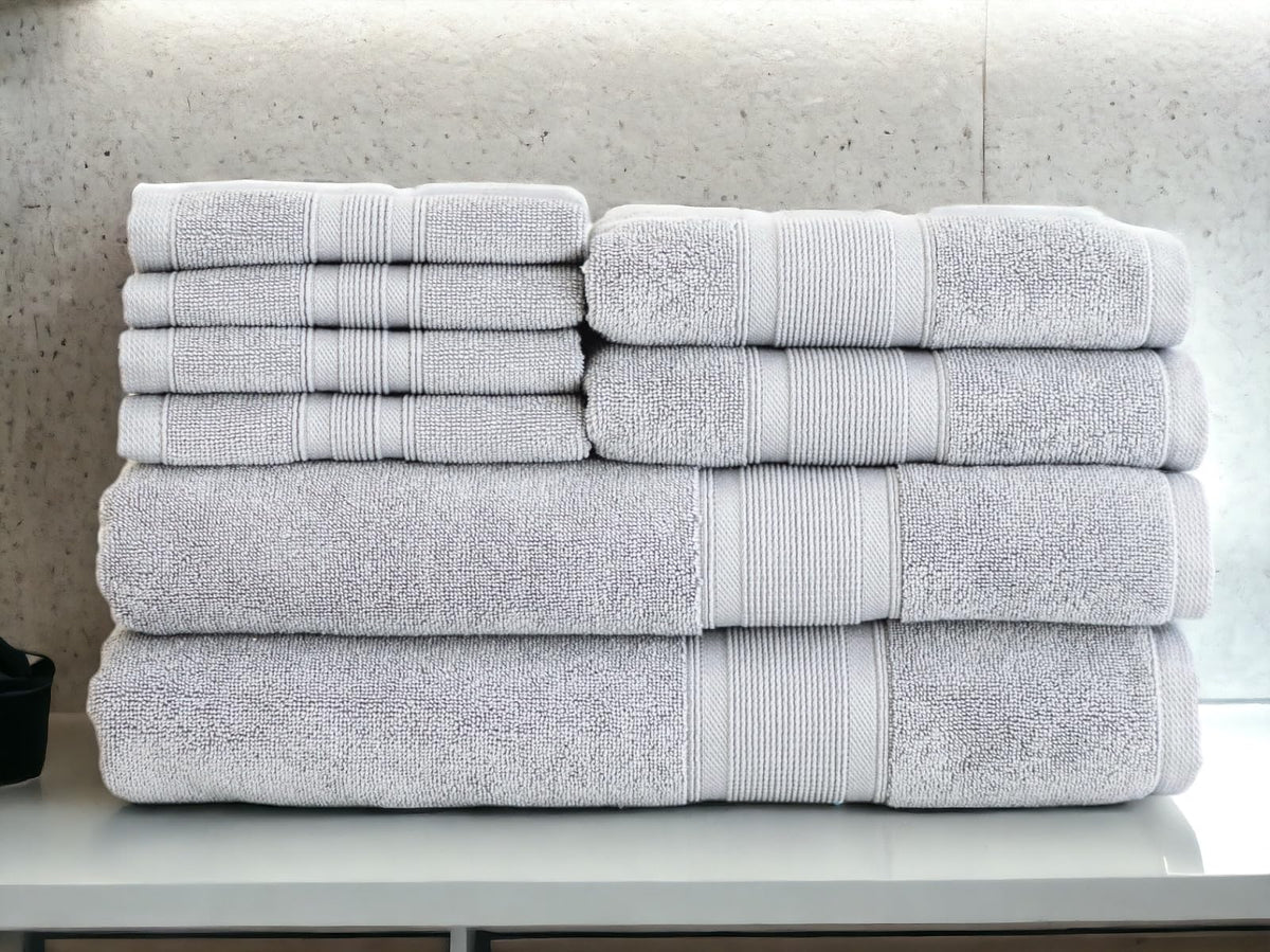 Luzia 8 Piece Bathroom Towel Set - 100% Turkish Cotton, Premium Quality - 2 Bath Towels 2 Hand Towels and 4 Washcloths (Coral)