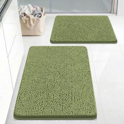 Bcoimo Bath Rug Mat,Sage Chenille High Absorbent Long Bathroom Runner Rugs