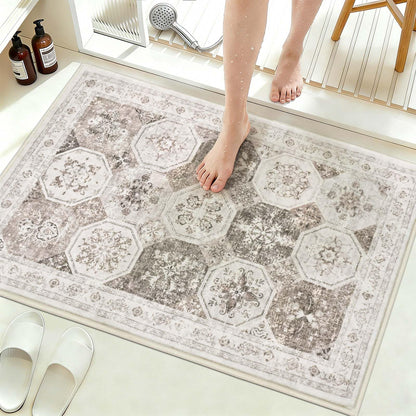 Yinhua Boho Bathroom Runner Rug Non Silp, Vintage Long Bath Mat Washable
