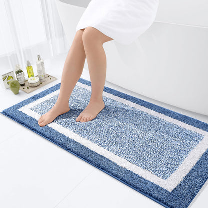 OLANLY Small Bathroom Rugs 24x16, Soft Absorbent Microfiber Bath Rugs, Grey
