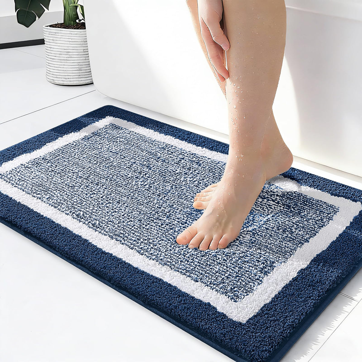 OLANLY Small Bathroom Rugs 24x16, Soft Absorbent Microfiber Bath Rugs, Grey