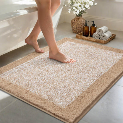 Long 2x4 Ft (48''x24'') Bathroom Rugs, Non Slip Washable Bath Mat Grey