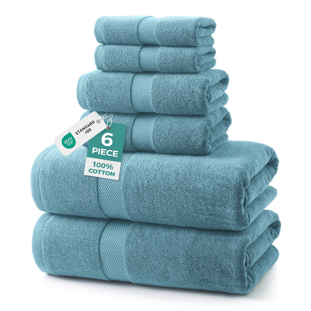 ecolook Ultra Soft 6-Piece Towel Set, 100% Cotton