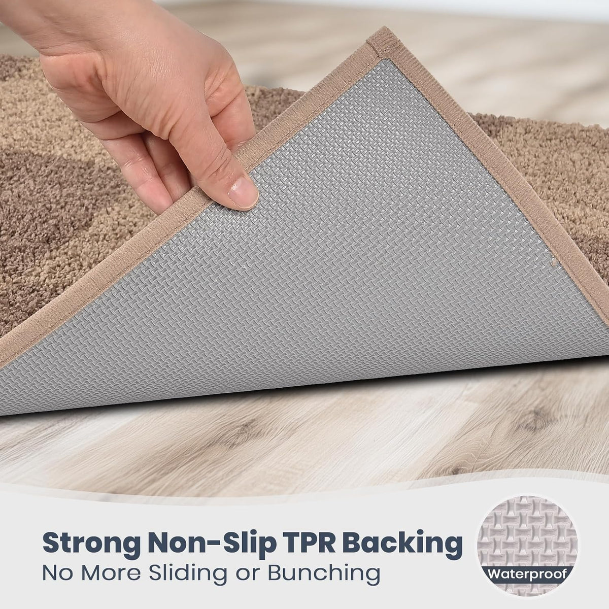 PURRUGS Bathroom Rug Non-Slip Machine Washable 24" x 36", Super Absorbent and Quick-Dry Bath Mat, Extra Soft and Plush Bath Rug for Shower, Bathtub and Sink, Grayish Brown & Coffee