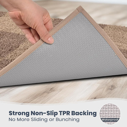 PURRUGS Bathroom Rug Non-Slip Machine Washable 24" x 36", Super Absorbent and Quick-Dry Bath Mat, Extra Soft and Plush Bath Rug for Shower, Bathtub and Sink, Grayish Brown & Coffee