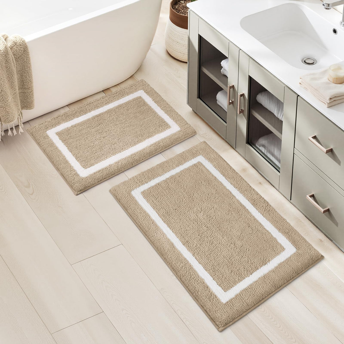 HOMEIDEAS Bathroom Rugs Sets 2 Piece Lavender 20" x 32" + 16" x 24"