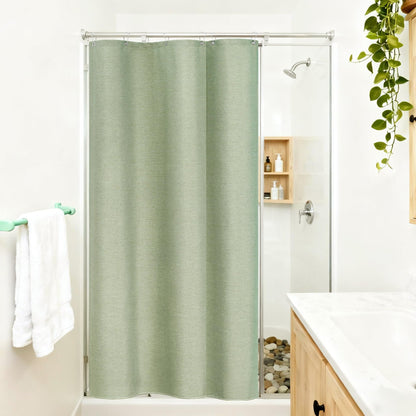 Seenus Linen Look Farmhouse Thick Fabric Shower Curtain Brown, Faux Linen Textured Country Rustic Shower Curtains Water-Resistant, 72 x 72 Inch Tan Taupe Heavyweight Shower Curtain for Bathroom Hotel