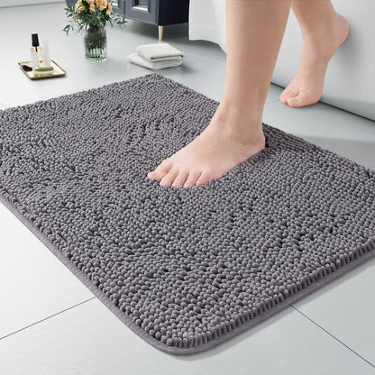 LOCHAS Luxury Bathroom Rug Shaggy Bath Mat 24 x 60 Inch, Gray