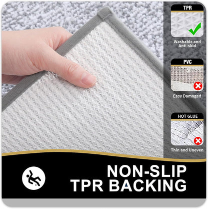 OLANLY Small Bathroom Rugs 24x16, Soft Absorbent Microfiber Bath Rugs, Grey