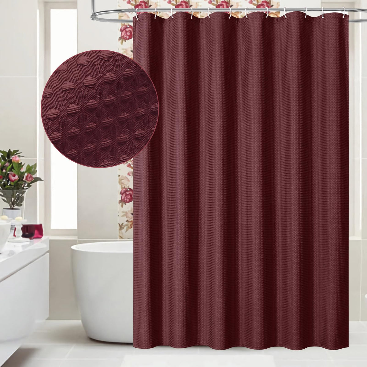 Sage Green Luxury Heavyweight Textured Fabric Shower Curtain Hotel,72x72