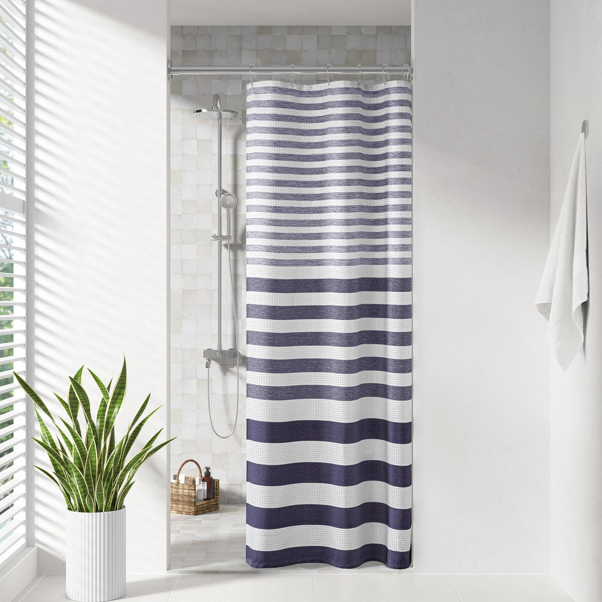 Madison Park Arbor Waffle Shower Curtain for Bathroom, 72 x 72, Beige