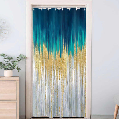 JAWO Abstract Shower Curtain,Modern Aesthetic Abstract Stripe Shower Curtain Set, Yellow Blue Grey Contemporary Abstract Painting Fabric Shower Curtains