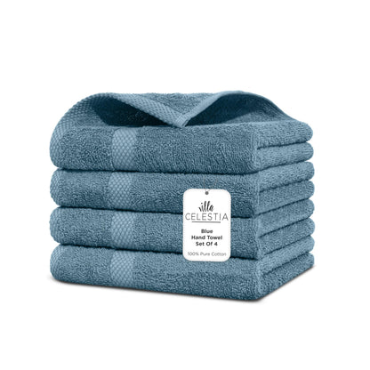 Villa Celestia 100% Cotton Bath Towel Set of 18-4 Bath Towels, 6 Hand Towels, 8 Wash Cloths, Sustainable, Soft, Highly Absorbent, Combed Cotton 18 Piece Set for Hotels, Spa, Bathroom, Dorm, Blue