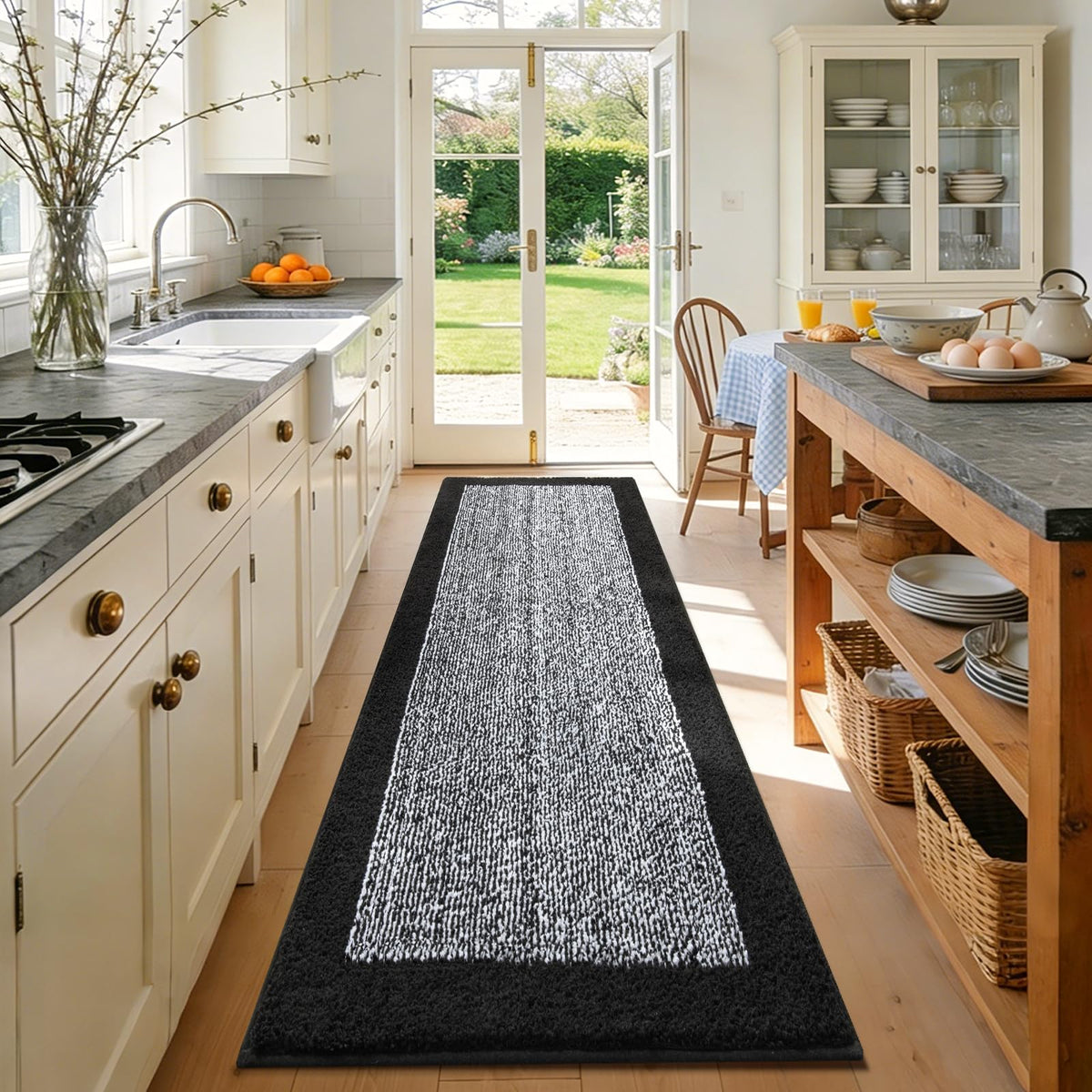 Long 2x4 Ft (48''x24'') Bathroom Rugs, Non Slip Washable Bath Mat Grey