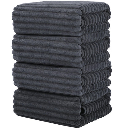 Luxury 4-Piece Quick-Dry Bath Towel Set 27.5X 55 Inches – Ultra Soft Microfiber for Bathroom, Bar, Pool, Gym & Travel – Elegant Twill Design