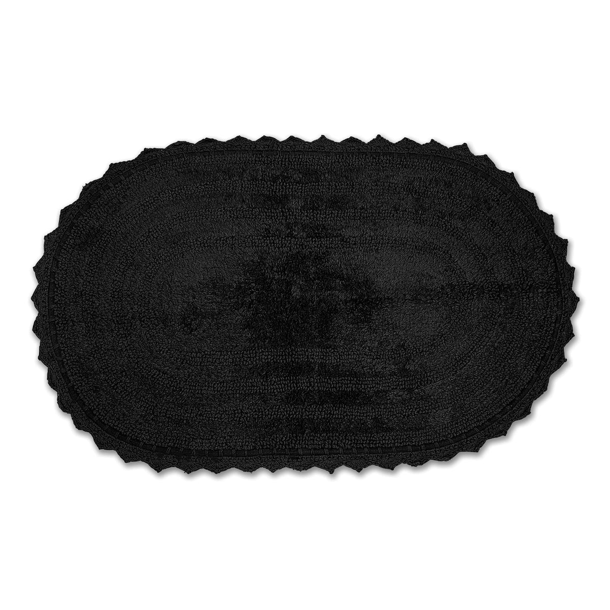 DII Crochet Collection Reversible Bath Mat, Small Oval, 17x24, Dark Green