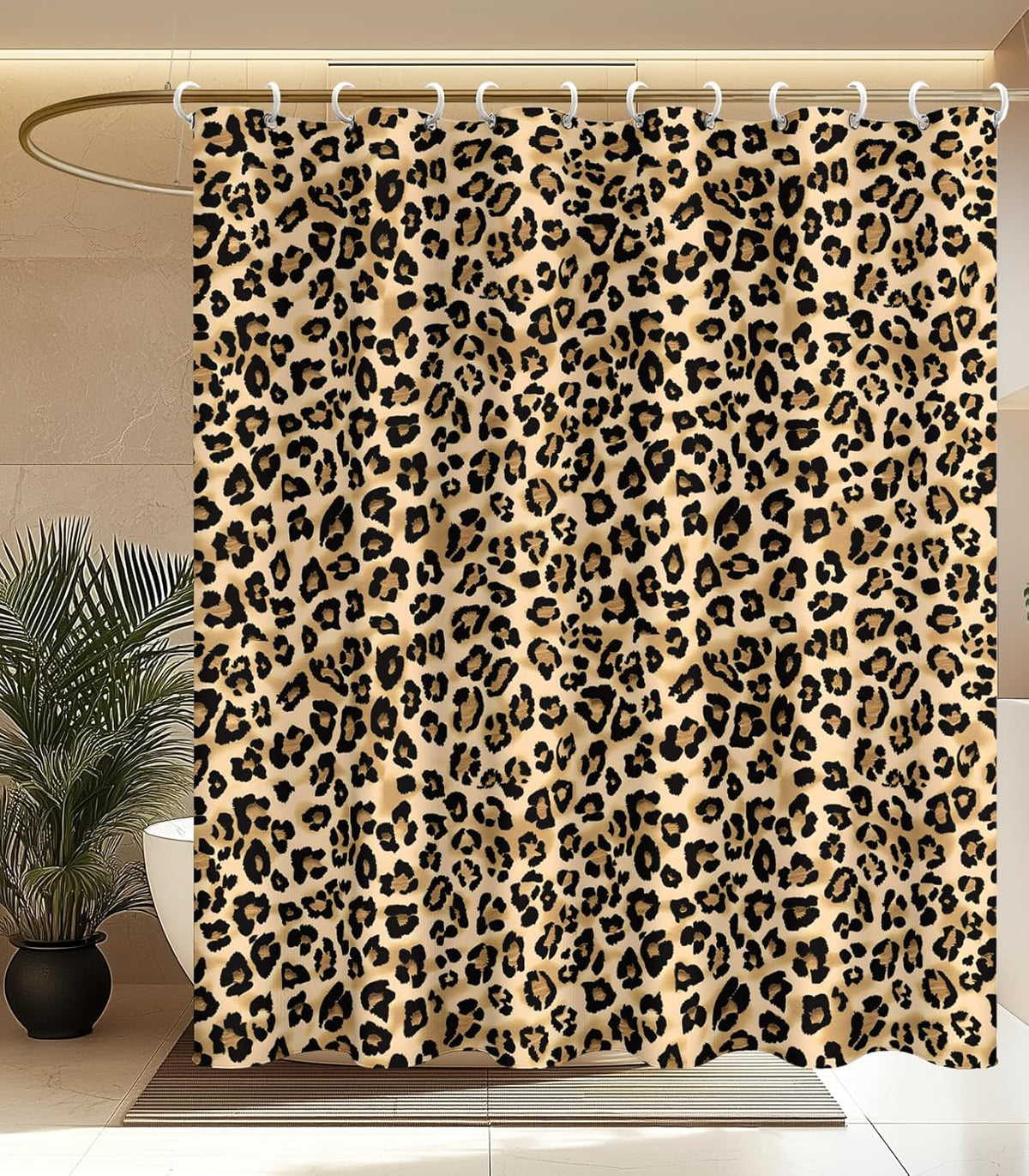 MAMUSE Shower Curtain for Bathroom - Cute Aesthetic Decorative Modern Girly Unique Girls Design Pretty Women Waterproof Fabric Cloth Cortinas de Baño Bathtub 72 x 72 Inch, Leopard Print