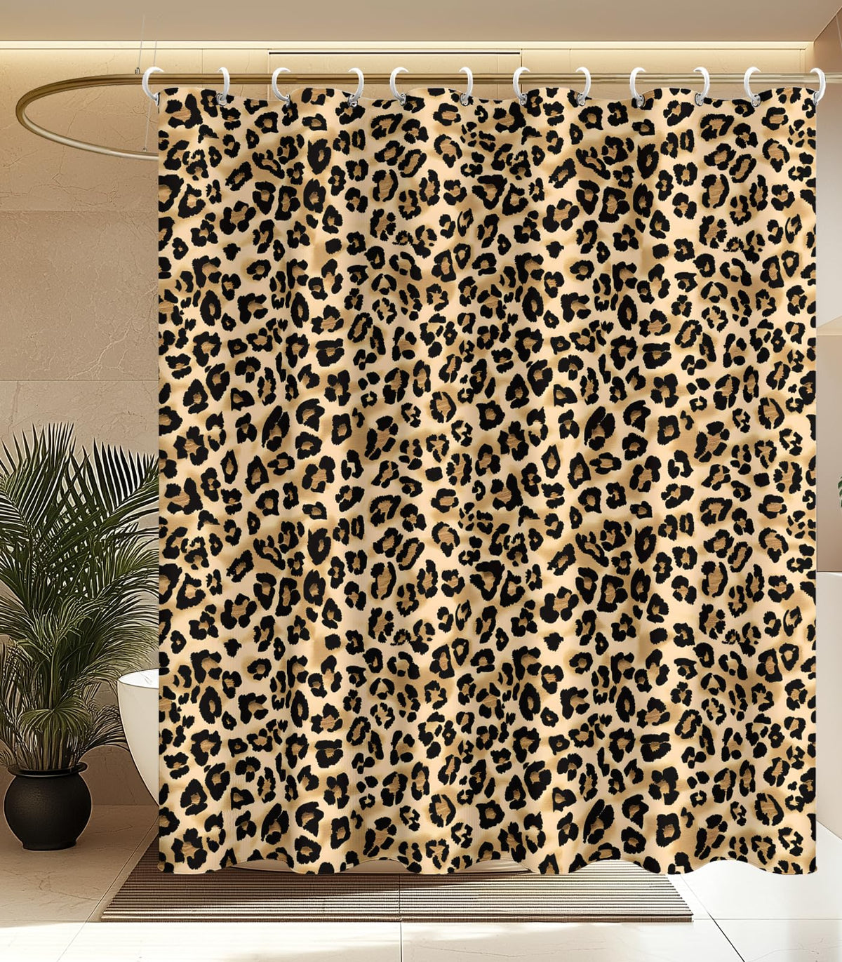 MAMUSE Shower Curtain for Bathroom - Cute Aesthetic Decorative Modern Girly Unique Girls Design Pretty Women Waterproof Fabric Cloth Cortinas de Baño Bathtub 72 x 72 Inch, Leopard Print