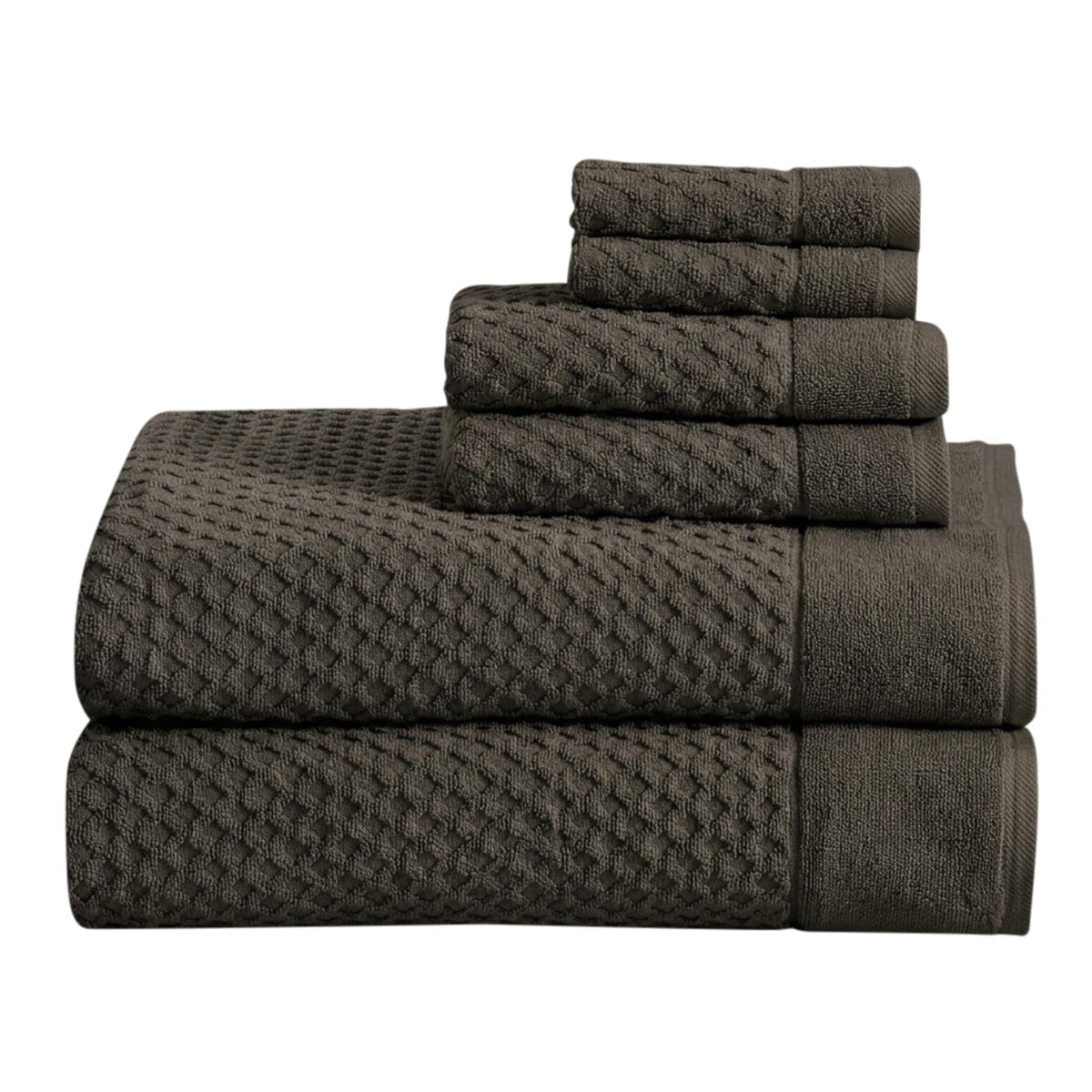 Great Bay Home Bath Towels - 100% Cotton 6 Piece Towel Set - Diamond Waffle Weave - Absorbent, Durable, Quick-Dry Towels for Bathroom (Copper)