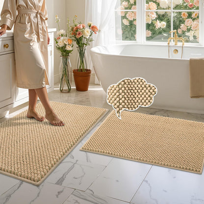 BSICPRO Bathroom Rugs Set 2 Piece, Light Blue, 20"x32" + 16"x24"