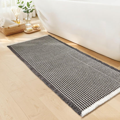 Waffle Bath Mat, Boho Bathroom Rugs Non Slip Washable, 18" x 30"