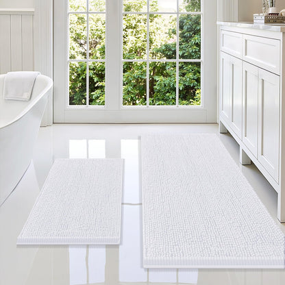 Smiry Chenille Bathroom Rugs Sets 2 Piece (30x20+24x16, Black)